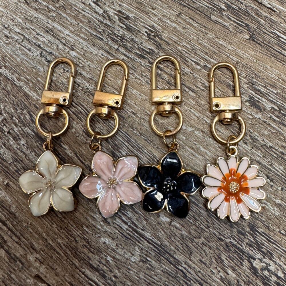 Cute Flower Zipper Pulls Set of 4 Flower Accessories Metal Zipper Pull